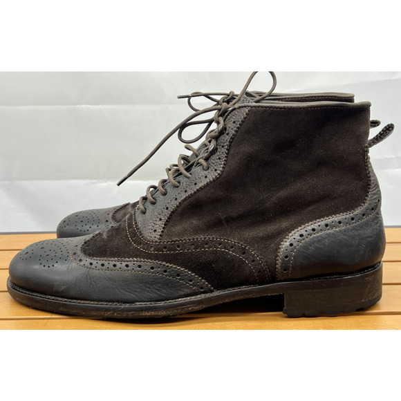 MANFIELD MADE IN ITALY Suede / leather wingtip ankle boots men’s size 43 US 9.5 main image 7